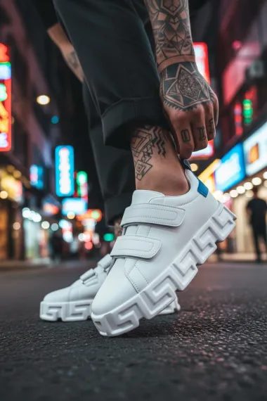 Adidasi barbati VSC Greca albi cu albastru, cu arici 092 N10-3