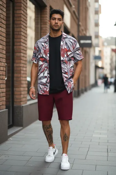 Pantaloni scurti casual, grena 13057 D3-2.2