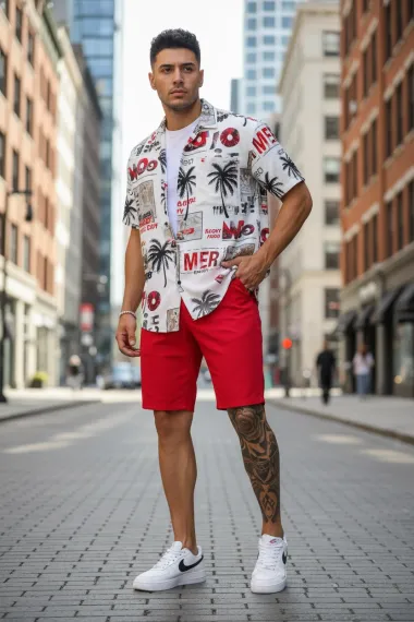 Pantaloni scurti casual, rosii 13058 119-2