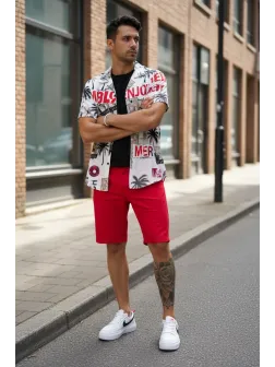 Pantaloni scurti casual, rosii 13058 119-2