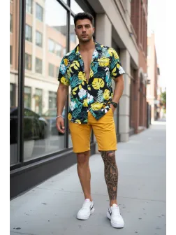 Pantaloni scurti casual, mustar 13058 D2-1.2