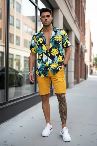 Pantaloni scurti casual, mustar 13058 D2-1.2