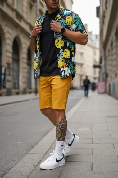 Pantaloni scurti casual, mustar 13058 D2-1.2