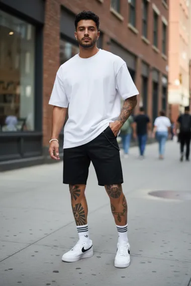 Pantaloni scurti casual, negri, 13058 O4-3.2