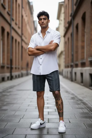 Pantaloni scurti casual, cu imprimeu, 13131 D4-1.3