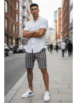 Pantaloni scurti casual, cu imprimeu, 13132