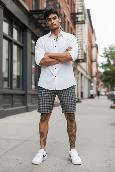 Pantaloni scurti casual, cu imprimeu, 13139 O3-6.2