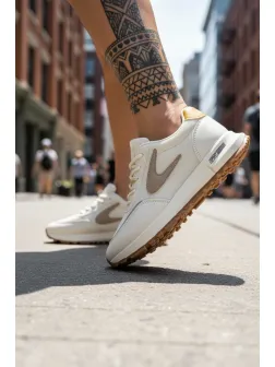 Adidasi dama casual, albi cu maro 266