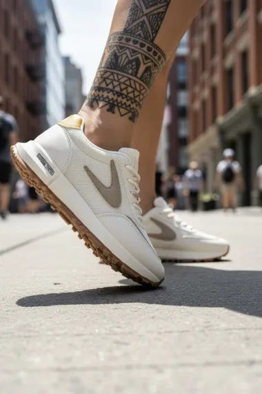 Adidasi dama casual, albi cu maro 266