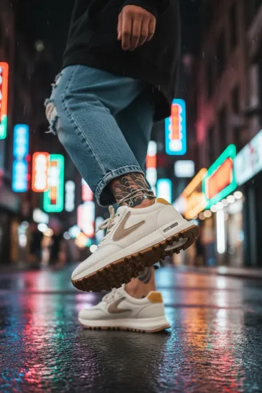 Adidasi dama casual, albi cu maro 266