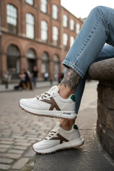 Adidasi dama albi cu maro , casual 70456