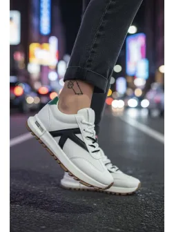 Adidasi dama albi cu negru, casual 70456