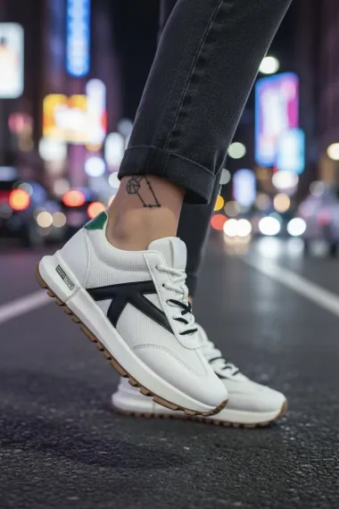 Adidasi dama albi cu negru, casual 70456