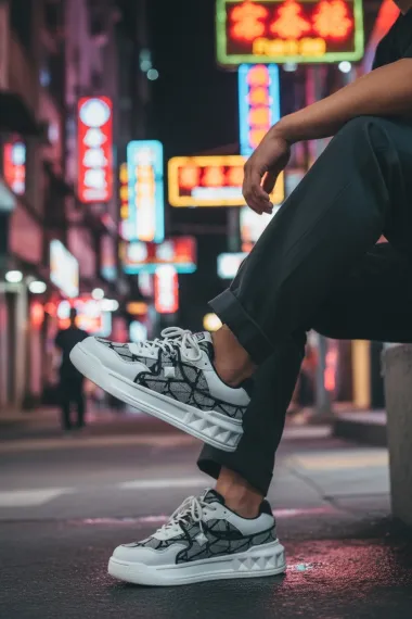 Adidasi barbati casual, albi cu gri, VLT L75