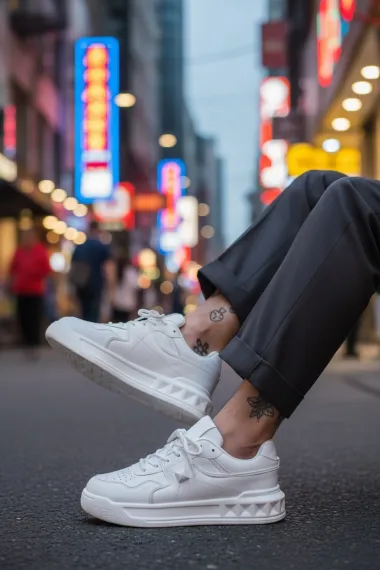 Adidasi barbati casual, albi, VLT L75