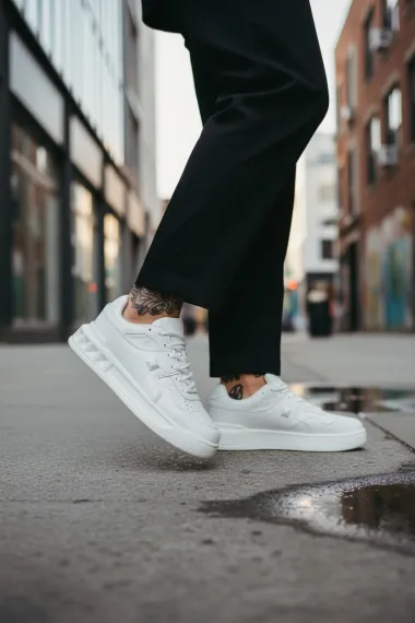 Adidasi barbati casual, albi, VLT L75