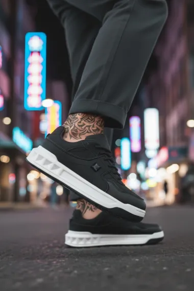 Adidasi barbati casual, negri cu alb, VLT L75