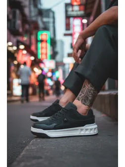 Adidasi barbati casual, negri cu alb, VLT L75