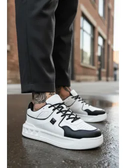 Adidasi barbati casual, albi cu negru, VLT L75