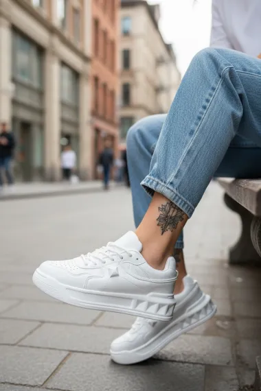 Adidasi dama casual, albi, VLT L77