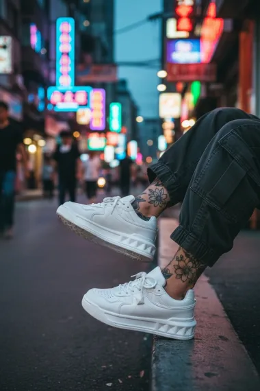 Adidasi dama casual, albi, VLT L77