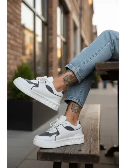 Adidasi dama casual, albi cu gri, VLT L77