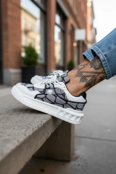 Adidasi dama casual, albi cu gri, VLT L77