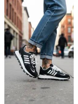 Adidasi dama casual, alb cu negru , LA249