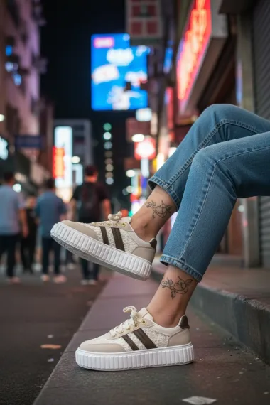 Adidasi dama casual, bej, LA351 N7-2