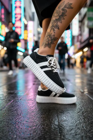 Adidasi dama casual, negri cu alb , LA351