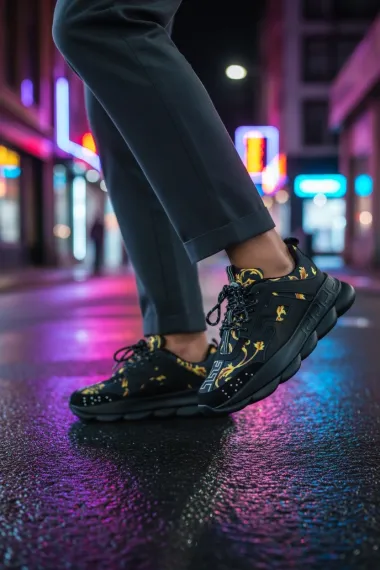 Adidasi barbati casual, negri cu auriu L21 N4-4