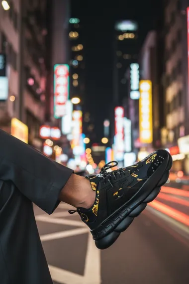 Adidasi barbati casual, negri cu auriu L21 N4-4