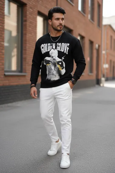 Bluza barbati neagra slim fit K409 17 - X2-5