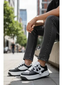 Adidasi barbati casual, albi cu negru 080 N11-2