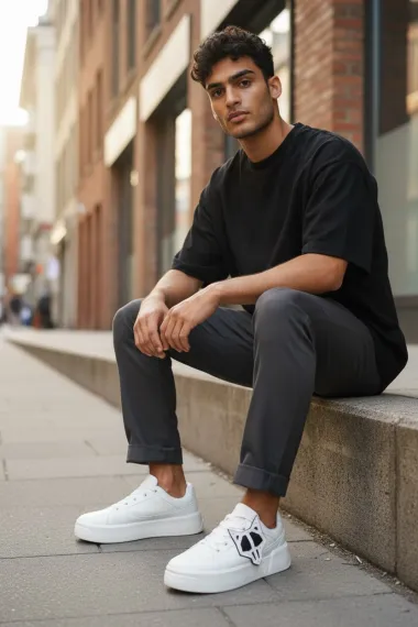 Adidasi barbati casual WOLF, albi 080 N13