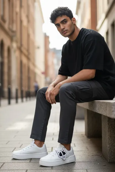 Adidasi barbati casual WOLF, albi 080 N13