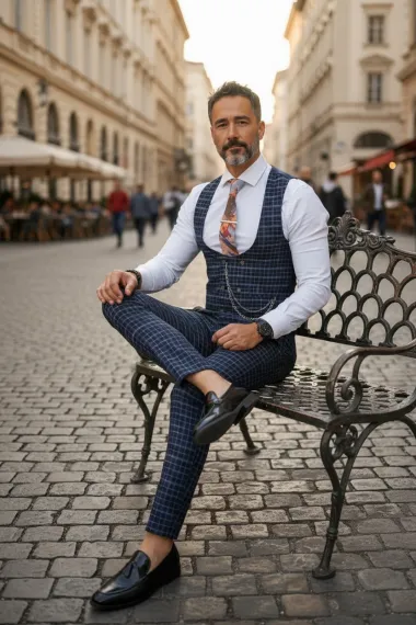 Compleu barbati bleumarin Vesta + Pantaloni B1458 X1