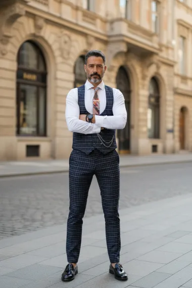 Compleu barbati bleumarin Vesta + Pantaloni B1458 X1