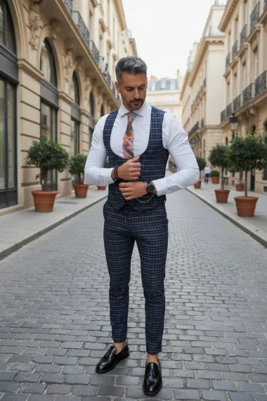 Compleu barbati bleumarin Vesta + Pantaloni B1458 X1