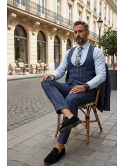 Compleu barbati Vesta + Pantaloni bleumarin B5517 K3