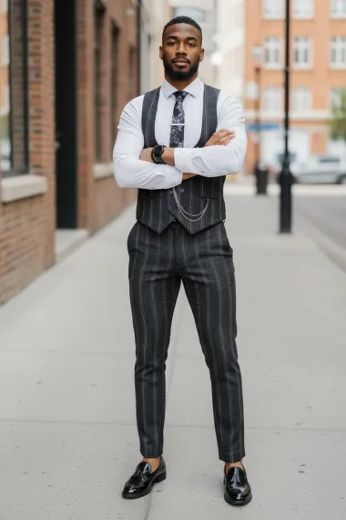 Compleu barbati Vesta + Pantaloni negru B5517 V3-3