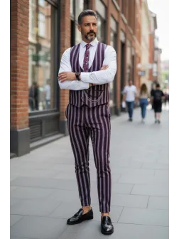 Compleu barbati Vesta + Pantaloni grena B7922 Z1