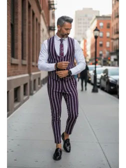 Compleu barbati Vesta + Pantaloni grena B7922 Z1