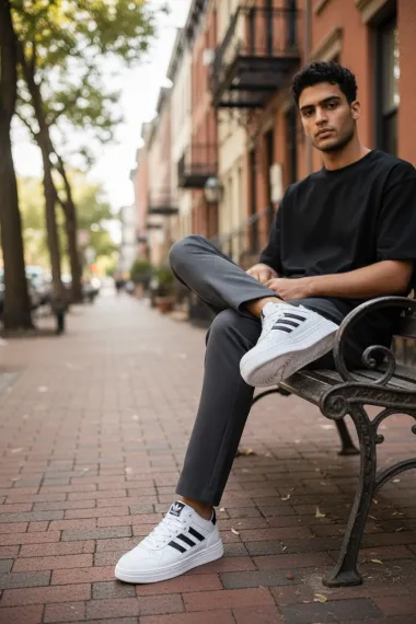 Adidasi barbati albi premium M288 N9-2