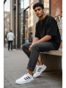 Adidasi barbati albi premium M288 N9-2