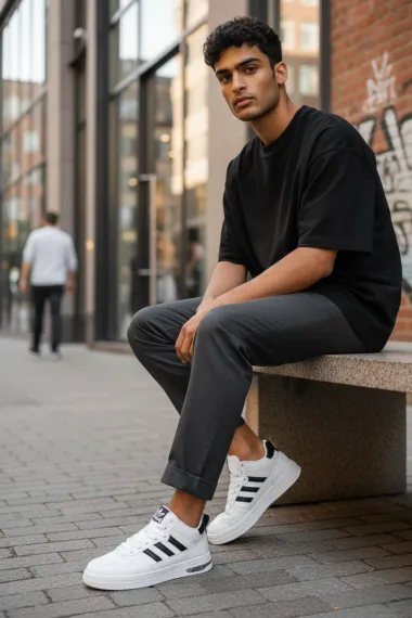 Adidasi barbati albi premium M288 N9-2