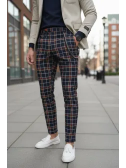 Pantaloni barbati eleganti in carouri 10063 B15-2 Pantaloni barbati eleganti in carouri 10063 B15-2