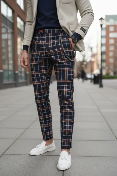 Pantaloni barbati eleganti in carouri 10063 B15-2