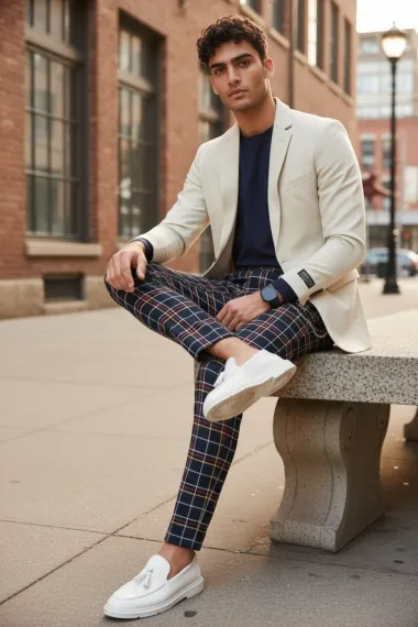 Pantaloni barbati eleganti in carouri 10063 B15-2