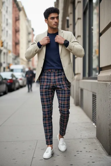 Pantaloni barbati eleganti in carouri 10063 B15-2